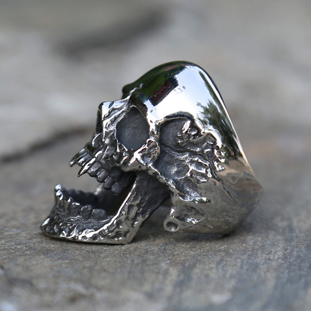 Nierdzewna czaszka pierścień Gothic Punk Heavy Metal motocyklowa biżuteria dla mężczyzn i kobiet rozmiar 7-15 - Wianko - 18