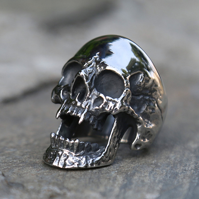 Nierdzewna czaszka pierścień Gothic Punk Heavy Metal motocyklowa biżuteria dla mężczyzn i kobiet rozmiar 7-15 - Wianko - 16