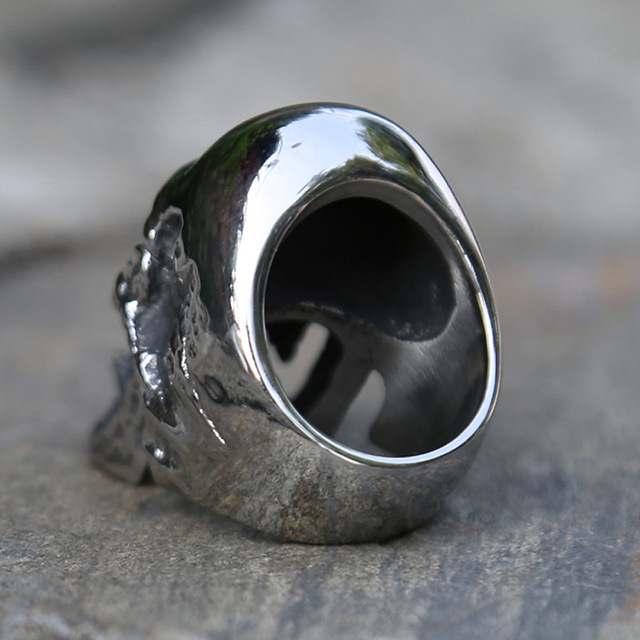 Nierdzewna czaszka pierścień Gothic Punk Heavy Metal motocyklowa biżuteria dla mężczyzn i kobiet rozmiar 7-15 - Wianko - 19