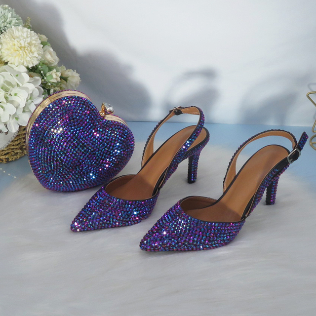 2021 Nowość: fioletowe buty ślubne na wysokim obcasie z ozdobnym noskiem i torebką dla kobiet - Wianko - 20