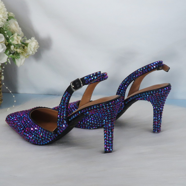 2021 Nowość: fioletowe buty ślubne na wysokim obcasie z ozdobnym noskiem i torebką dla kobiet - Wianko - 26