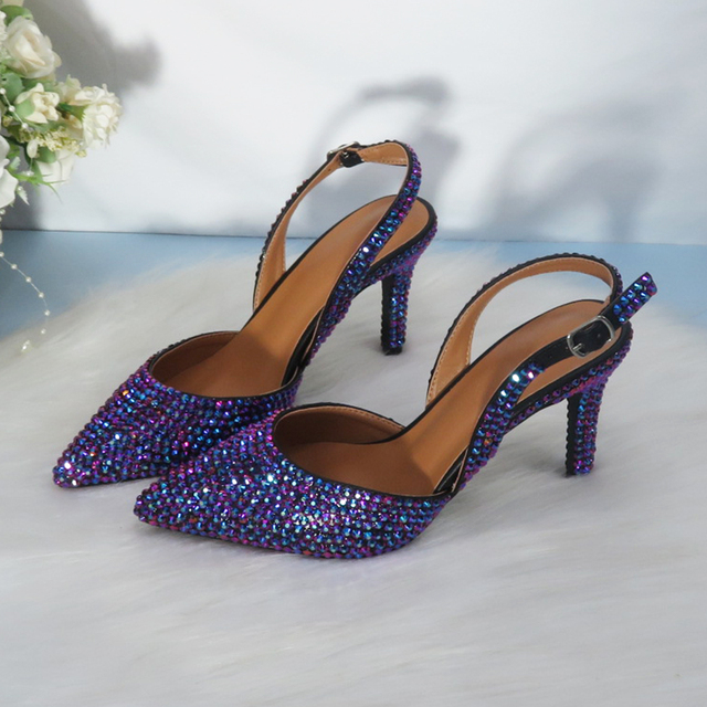 2021 Nowość: fioletowe buty ślubne na wysokim obcasie z ozdobnym noskiem i torebką dla kobiet - Wianko - 25