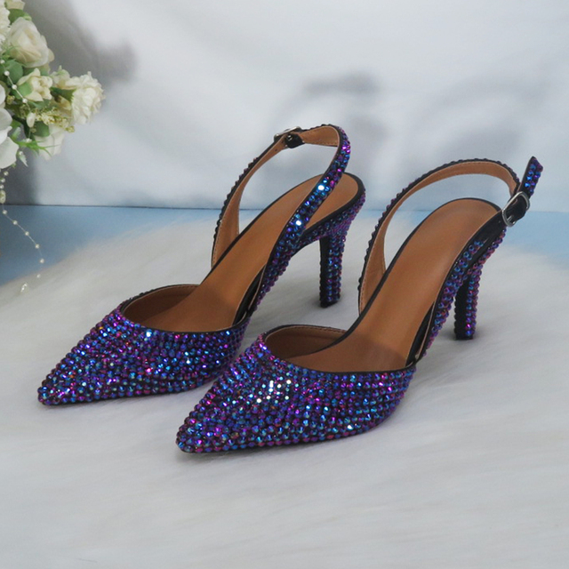 2021 Nowość: fioletowe buty ślubne na wysokim obcasie z ozdobnym noskiem i torebką dla kobiet - Wianko - 24