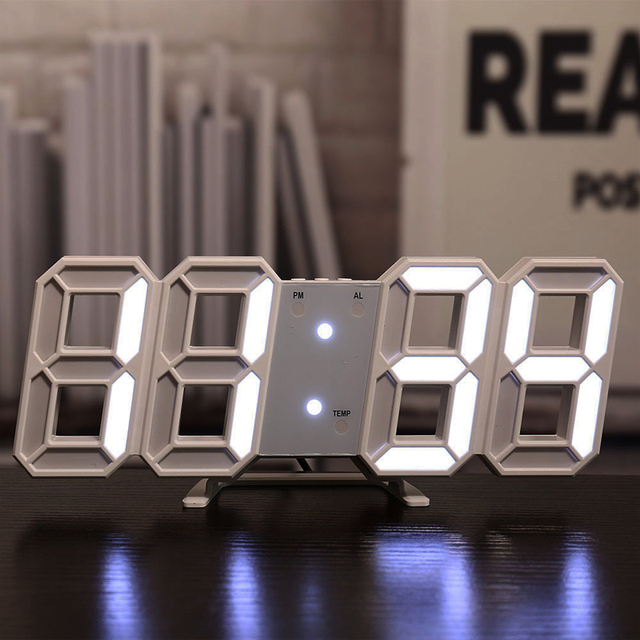 Anpro Duży zegar 3D LED cyfrowy ściany z wyświetlaczem czasu, daty i temperatury w stopniach Celsjusza - stół komputerowy, budzik do salonu - Wianko - 4