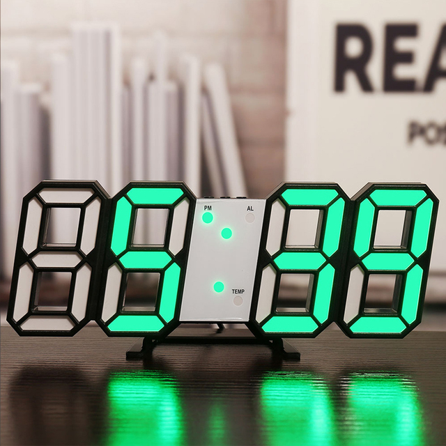 Anpro Duży zegar 3D LED cyfrowy ściany z wyświetlaczem czasu, daty i temperatury w stopniach Celsjusza - stół komputerowy, budzik do salonu - Wianko - 7
