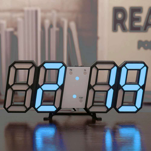 Anpro Duży zegar 3D LED cyfrowy ściany z wyświetlaczem czasu, daty i temperatury w stopniach Celsjusza - stół komputerowy, budzik do salonu - Wianko - 6