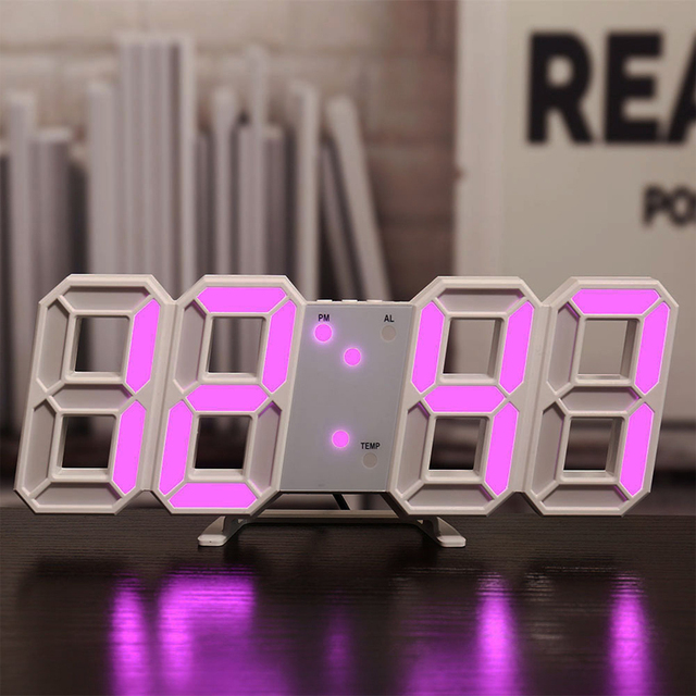 Anpro Duży zegar 3D LED cyfrowy ściany z wyświetlaczem czasu, daty i temperatury w stopniach Celsjusza - stół komputerowy, budzik do salonu - Wianko - 8