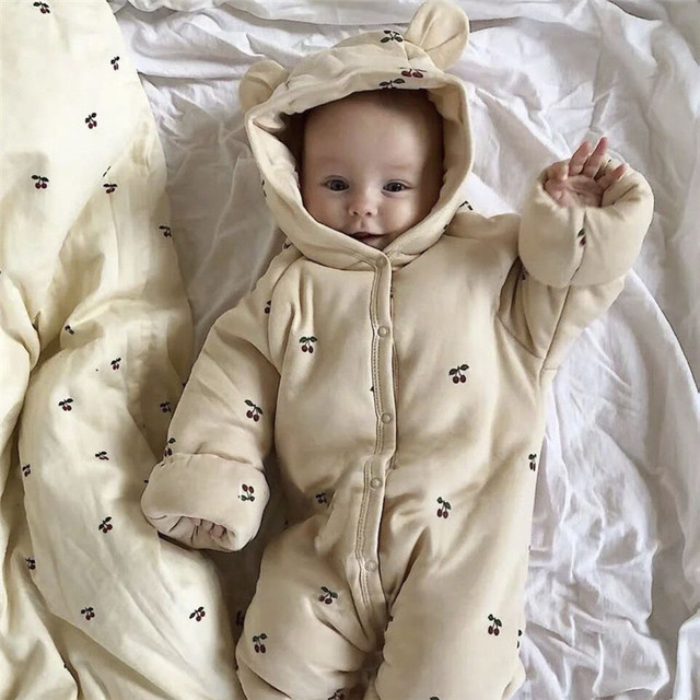 Pajacyk niemowlęcy zimowy Kingsley - wzór Romper z uszami, ciepły i wygodny, dla chłopca i dziewczynki, w kolorze wiśniowym - Wianko - 17