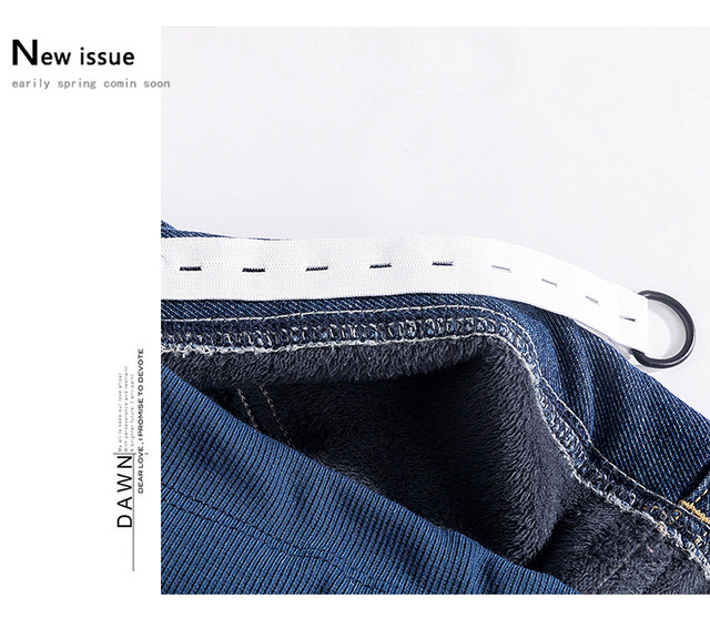 Grube ciepłe jesienno-zimowe jeansy ciążowe z wysokim stanem, typu casual, aksamitne, dla kobiet w ciąży - Wianko - 8