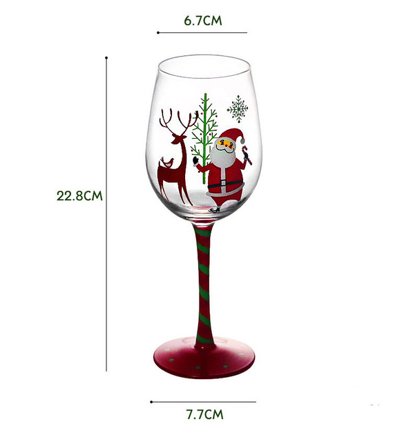Świąteczny kieliszek do wina z motywem ręcznie malowanego św. Mikołaja - Wianko - 3