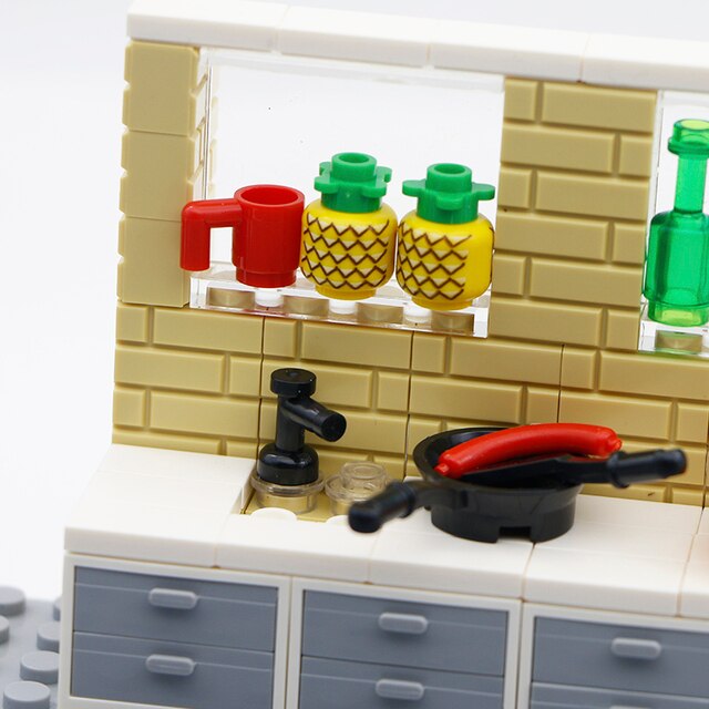 Kreatywna kuchnia bloki City Friends MOC DIY - szuflada, Pot, Pan, rysowanie - części akcesoriów do zabawek z żywnością dla dzieci - Wianko - 4