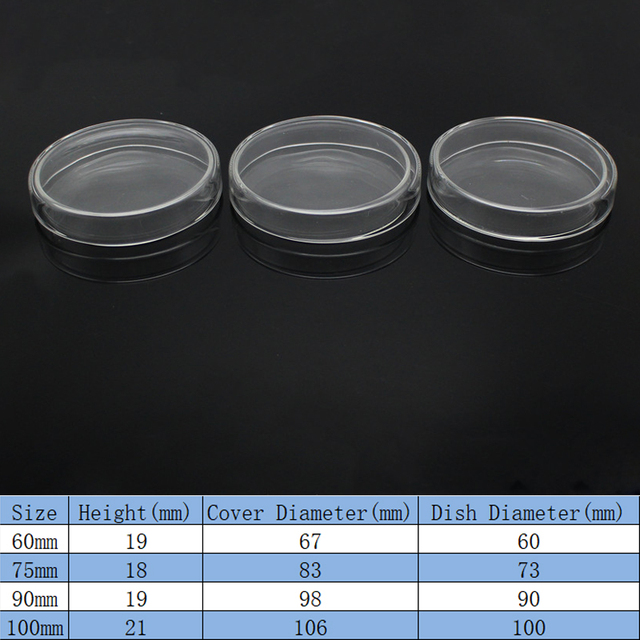 100mm szklane naczynie Petriego 2 sztuki z pokrywą - do laboratorium kultury komórkowej, odporność na wysoką temperaturę - Wianko - 1