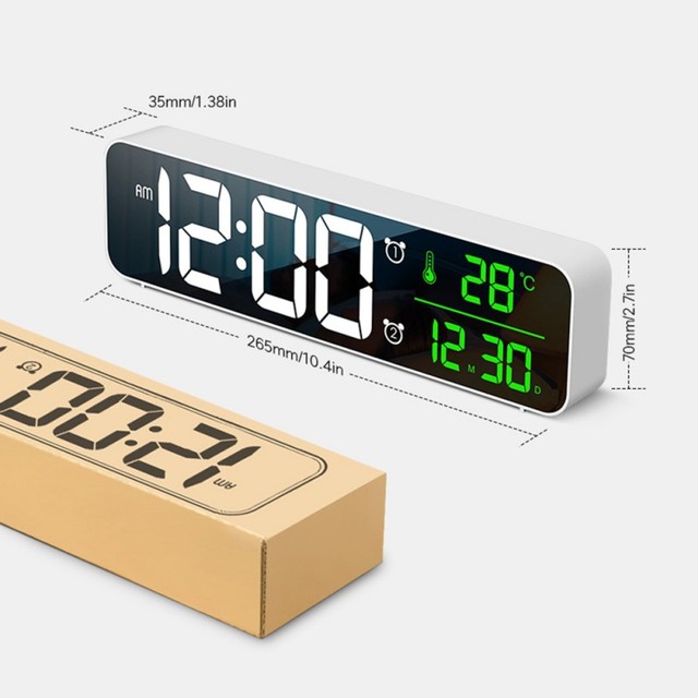 Sypialnia - Cyfrowy budzik LED zegar z podświetlaniem, temperatura, alarm, USB - Wianko - 14
