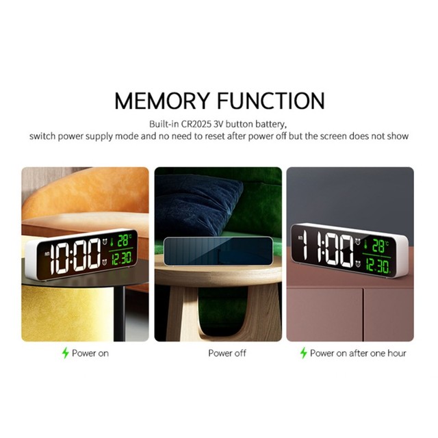 Sypialnia - Cyfrowy budzik LED zegar z podświetlaniem, temperatura, alarm, USB - Wianko - 12