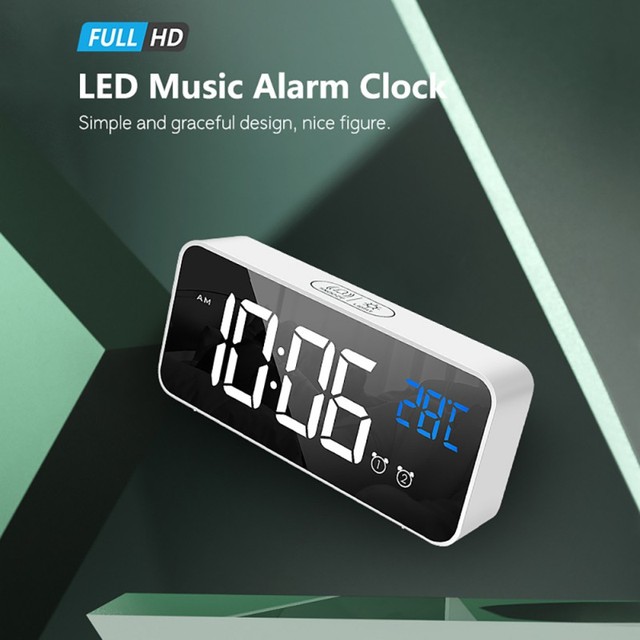 Sypialnia - Cyfrowy budzik LED zegar z podświetlaniem, temperatura, alarm, USB - Wianko - 29