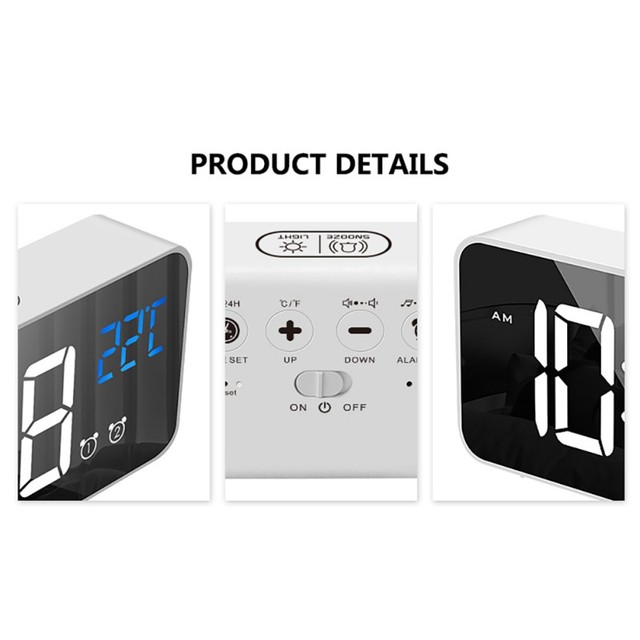 Sypialnia - Cyfrowy budzik LED zegar z podświetlaniem, temperatura, alarm, USB - Wianko - 24