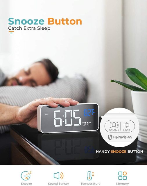 Sypialnia - Cyfrowy budzik LED zegar z podświetlaniem, temperatura, alarm, USB - Wianko - 20