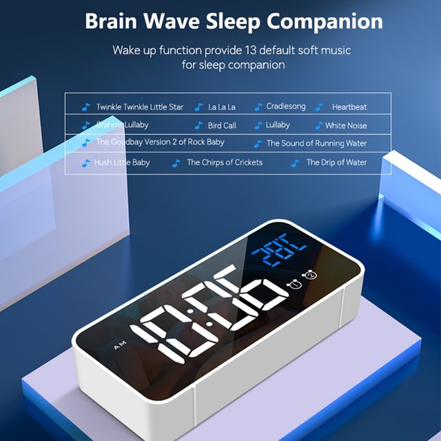 Sypialnia - Cyfrowy budzik LED zegar z podświetlaniem, temperatura, alarm, USB - Wianko - 31