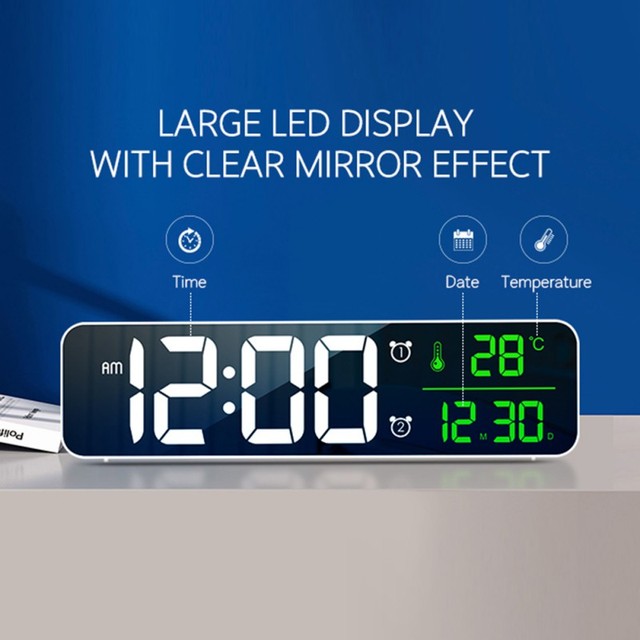 Sypialnia - Cyfrowy budzik LED zegar z podświetlaniem, temperatura, alarm, USB - Wianko - 11