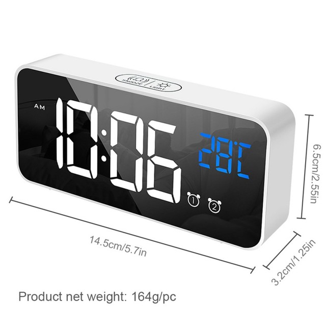 Sypialnia - Cyfrowy budzik LED zegar z podświetlaniem, temperatura, alarm, USB - Wianko - 30