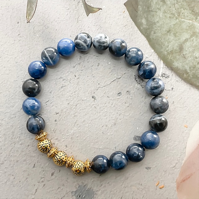 Bransoletka pleciona z niebieskim tigereye - kamień naturalny, luksusowa biżuteria dla kobiet i mężczyzn - Wianko - 1