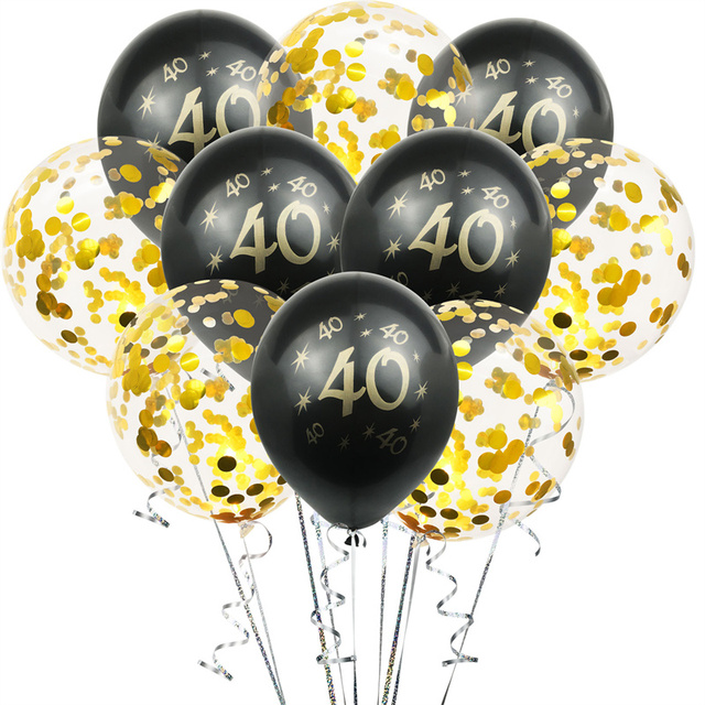 30 40 50-lat urodzinowe balony czarne z złotymi cekinami dla dekoracji - Wianko - 12