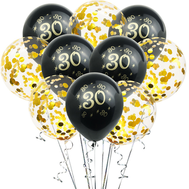 30 40 50-lat urodzinowe balony czarne z złotymi cekinami dla dekoracji - Wianko - 10