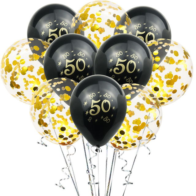 30 40 50-lat urodzinowe balony czarne z złotymi cekinami dla dekoracji - Wianko - 17