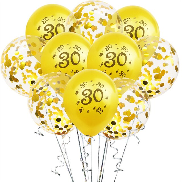 30 40 50-lat urodzinowe balony czarne z złotymi cekinami dla dekoracji - Wianko - 16
