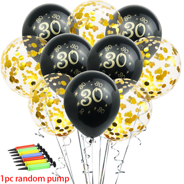30 40 50-lat urodzinowe balony czarne z złotymi cekinami dla dekoracji - Wianko - 2