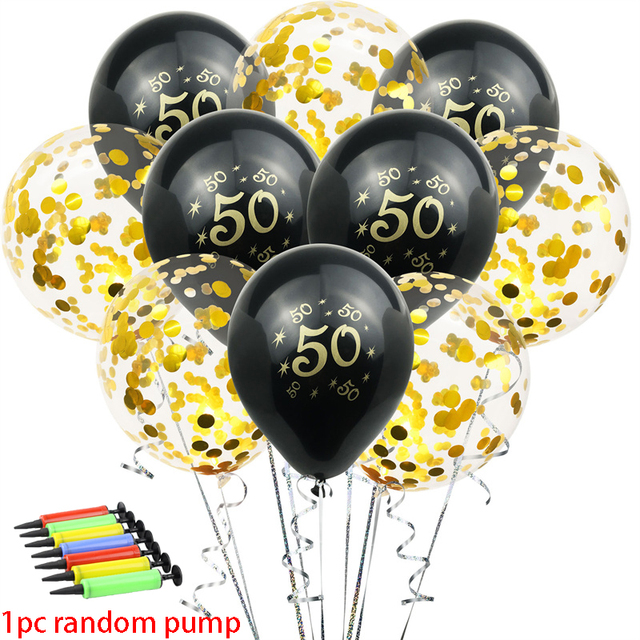 30 40 50-lat urodzinowe balony czarne z złotymi cekinami dla dekoracji - Wianko - 5