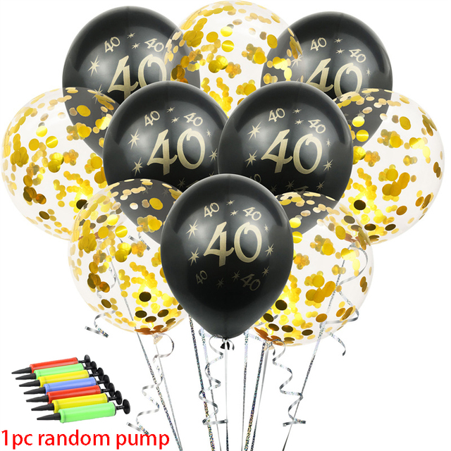 30 40 50-lat urodzinowe balony czarne z złotymi cekinami dla dekoracji - Wianko - 4