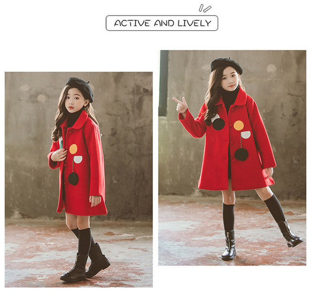 Zimowy płaszcz wełniany dla dziewczynek, długi, modny - odzież wierzchnia dla dojrzałych uczennic w stylu angielskim - Wianko - 10