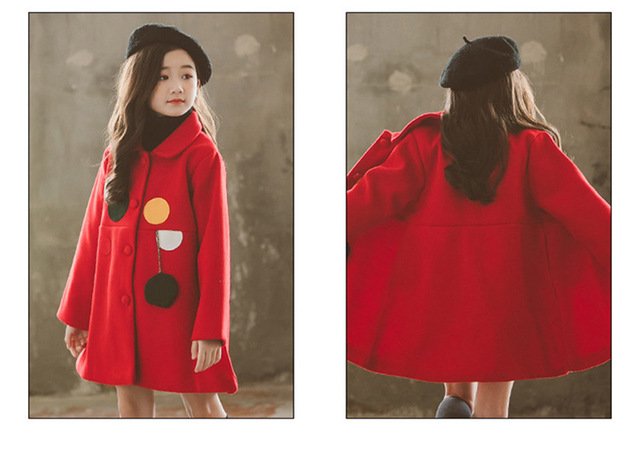 Zimowy płaszcz wełniany dla dziewczynek, długi, modny - odzież wierzchnia dla dojrzałych uczennic w stylu angielskim - Wianko - 7