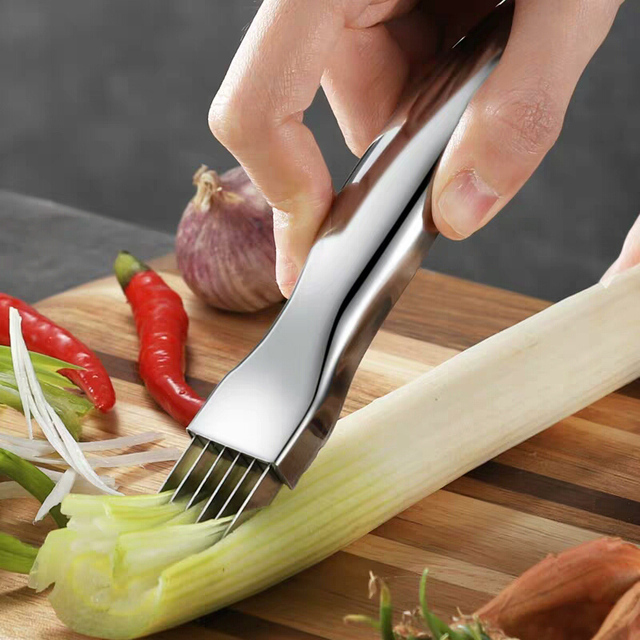 Tarka do cebuli ze stali nierdzewnej ostry nóż do krojenia zielonych warzyw - Wianko - 1