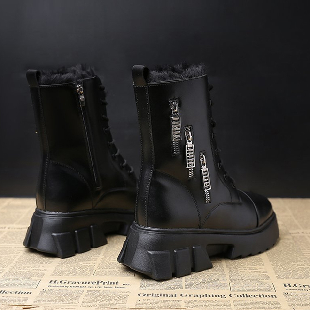 Zimowe botki Rimocy dla kobiet - buty do kostki z wysokim wzrostem i platformą, wykonane z ciepłego pluszu i PU skóry z zamkiem błyskawicznym - Wianko - 11