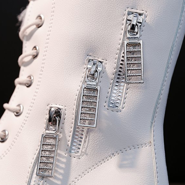 Zimowe botki Rimocy dla kobiet - buty do kostki z wysokim wzrostem i platformą, wykonane z ciepłego pluszu i PU skóry z zamkiem błyskawicznym - Wianko - 13