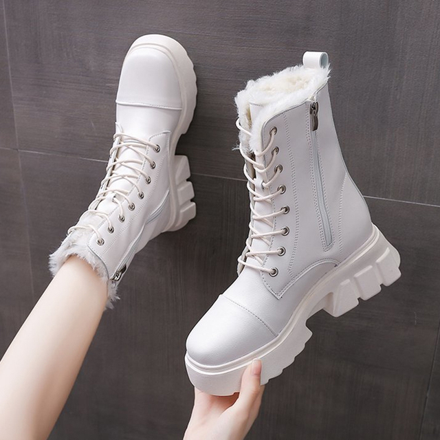 Zimowe botki Rimocy dla kobiet - buty do kostki z wysokim wzrostem i platformą, wykonane z ciepłego pluszu i PU skóry z zamkiem błyskawicznym - Wianko - 18