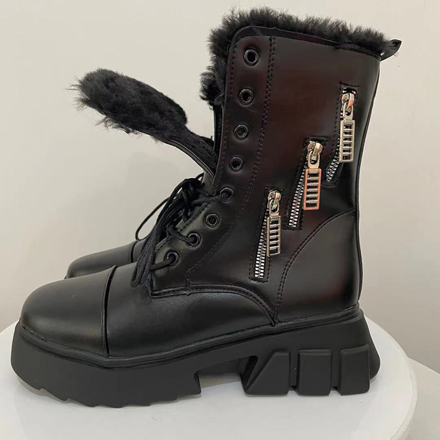 Zimowe botki Rimocy dla kobiet - buty do kostki z wysokim wzrostem i platformą, wykonane z ciepłego pluszu i PU skóry z zamkiem błyskawicznym - Wianko - 3
