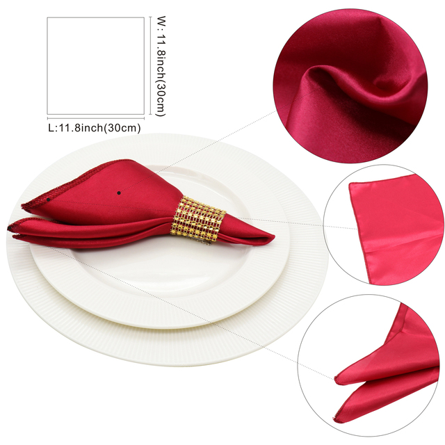 50 satynowych serwetek miękkich chusteczek 30x30cm - dekoracja stołu bankietowego w romantycznym stylu - Wianko - 4