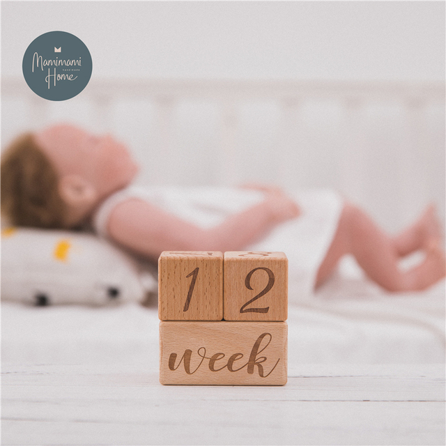 Karta pamiątkowa Kamienie milowe niemowlaka - drewniany gryzak dla fotografii noworodków - Wianko - 14