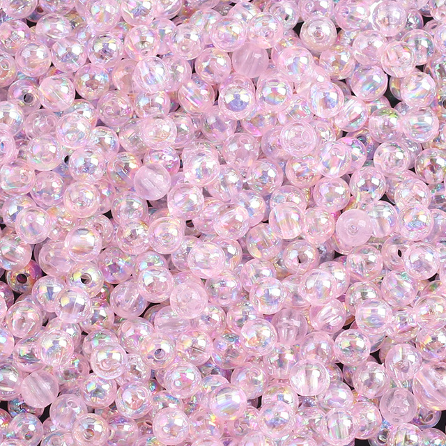 Koraliki akrylowe Rainbow Pearl różowe 6/8/10mm okrągłe - Wianko - 2
