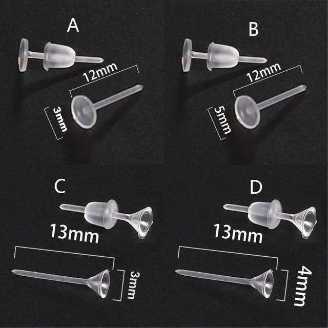 100szt. Niewidoczne plastikowe kolczyki typu sztyft B95F - Wianko - 1