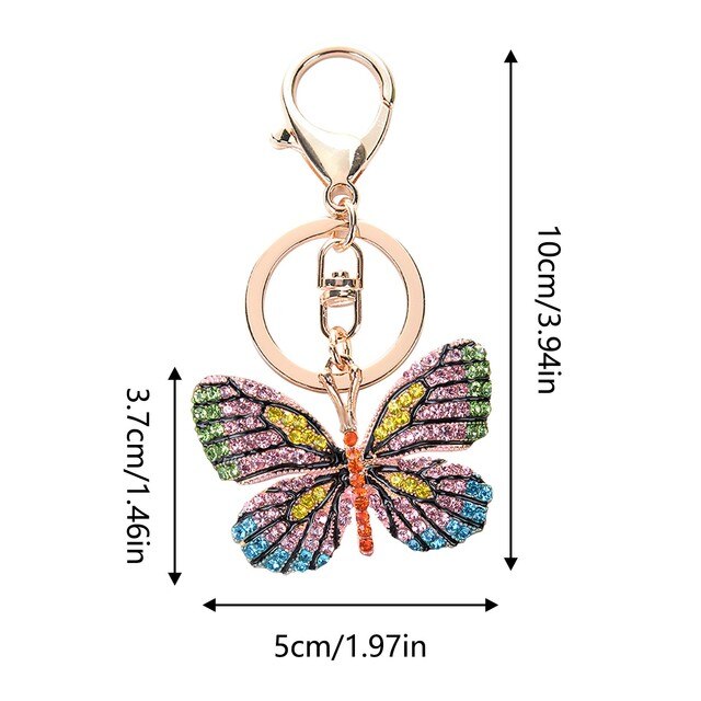 Nowoczesne kobiece breloki na klucze z motywem motyla i kreatywnymi kreskówkami - urok diamentowych zdobionych torby i metalowe breloki do kluczy - prezenty dla każdej okazji - Wianko - 29