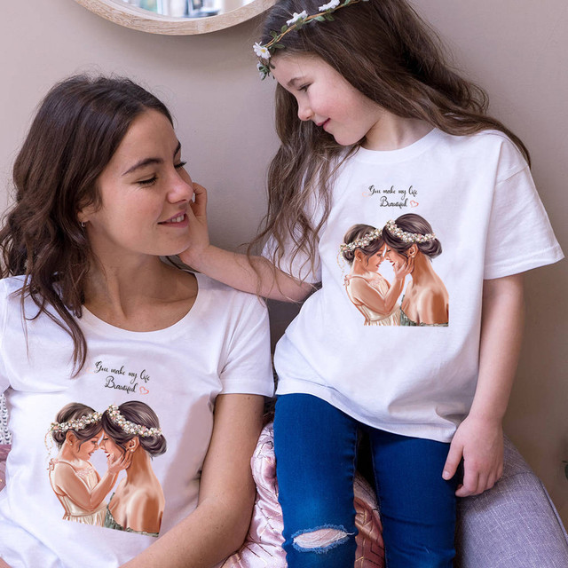 2021 Moda: Rodzina wygląda - T-shirt miłości dla mamy i dziewczynki - Wianko - 13