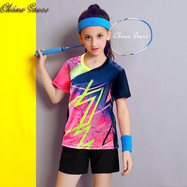 Dziewczęcy kombinezon do badmintona - krótki rękaw, zestaw z krótkimi spodenkami - Wianko - 16