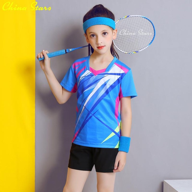 Dziewczęcy kombinezon do badmintona - krótki rękaw, zestaw z krótkimi spodenkami - Wianko - 21
