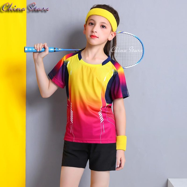 Dziewczęcy kombinezon do badmintona - krótki rękaw, zestaw z krótkimi spodenkami - Wianko - 15