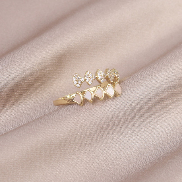 Pierścień wentylatora z cyrkoniami akrylowymi 14K pozłacany, nowy design, elegancki, regulowany - biżuteria dla kobiet - Wianko - 4