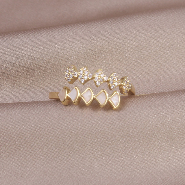 Pierścień wentylatora z cyrkoniami akrylowymi 14K pozłacany, nowy design, elegancki, regulowany - biżuteria dla kobiet - Wianko - 3